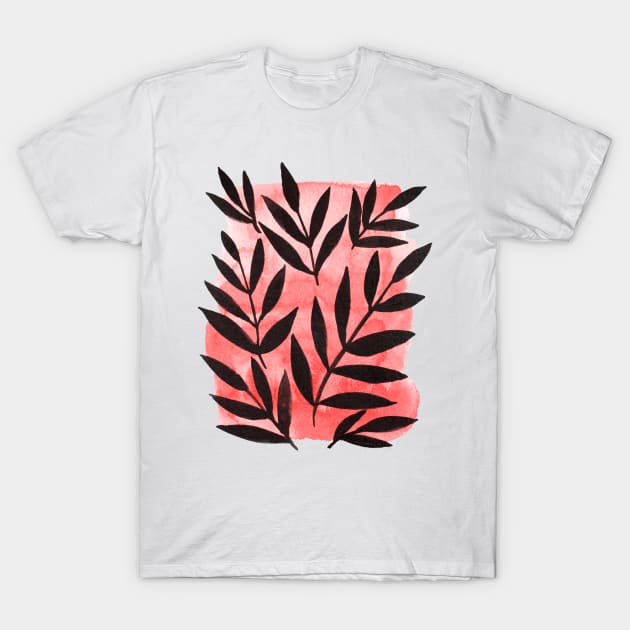 Black branches - red background T-Shirt by wackapacka